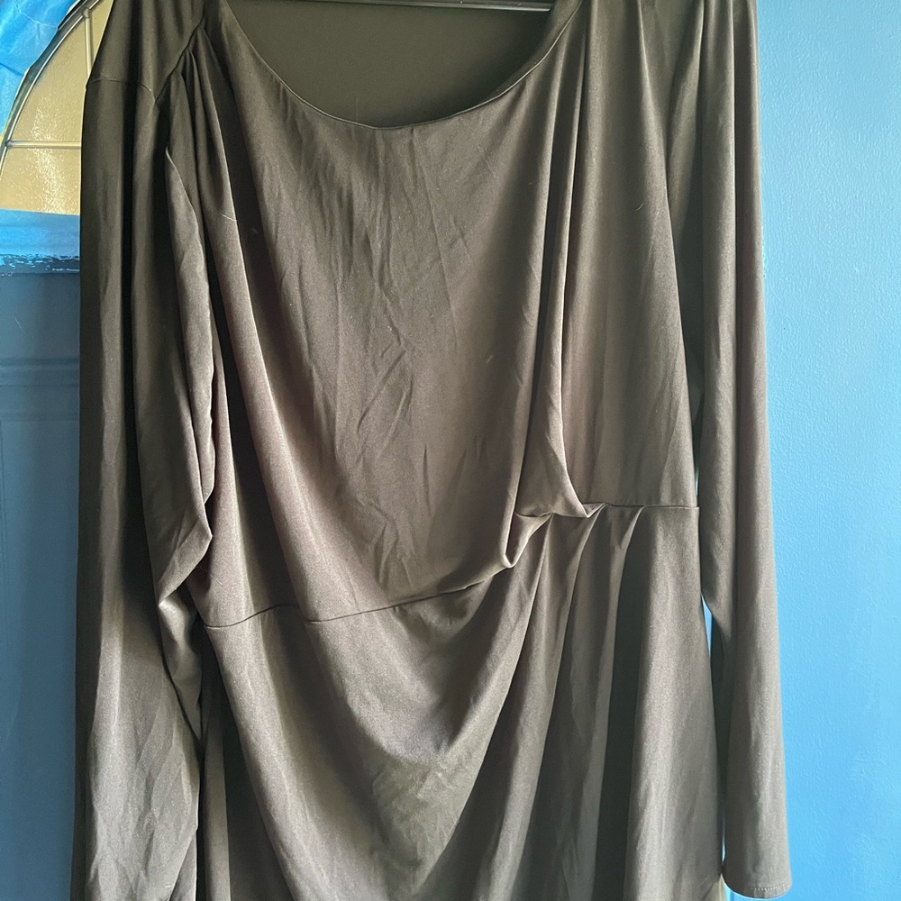 Lane Bryant Gray Asymmetrical Long Sleeve Blouse